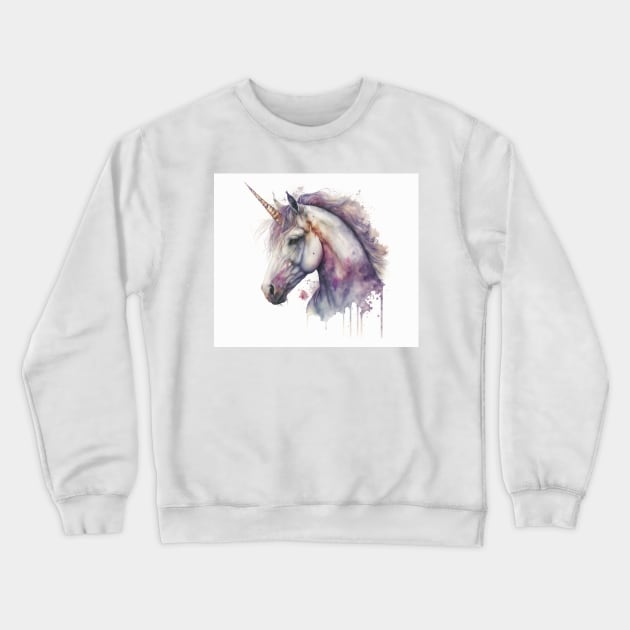 Unicorn Watercolour Painting Crewneck Sweatshirt by TheArtfulAI